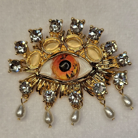 Source Unknown Jewelry - *NEW* Rhinestone Evil Eye Baroque Imitation Pearls Women's Brooch / Pin